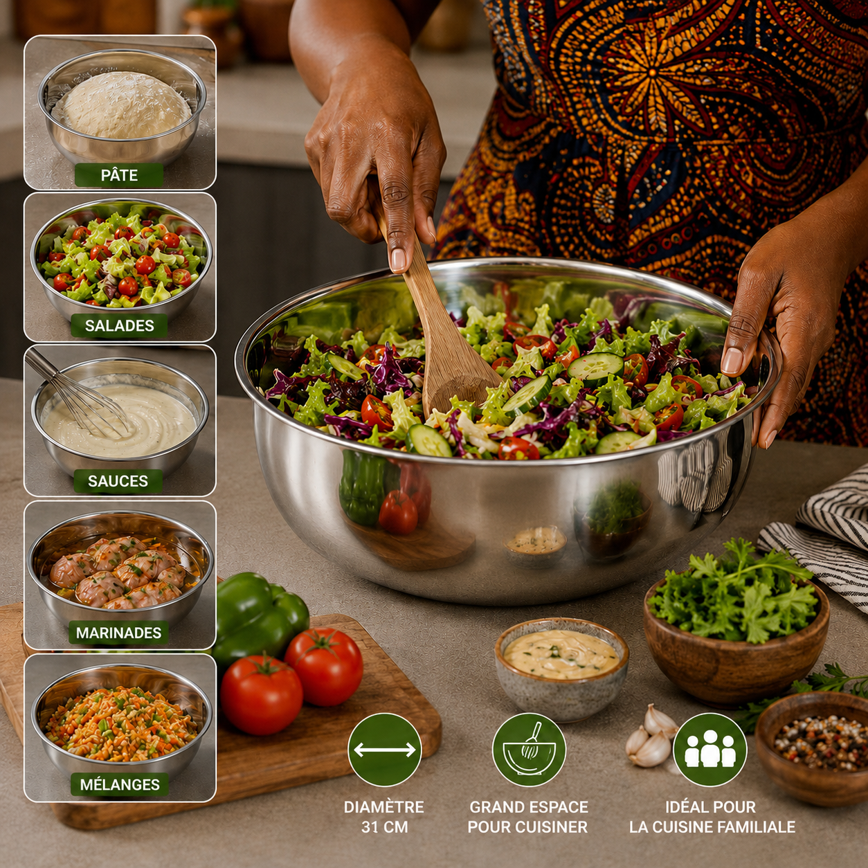 Mélange et préparation de recettes dans le STEELBOX™ Saladier 5L