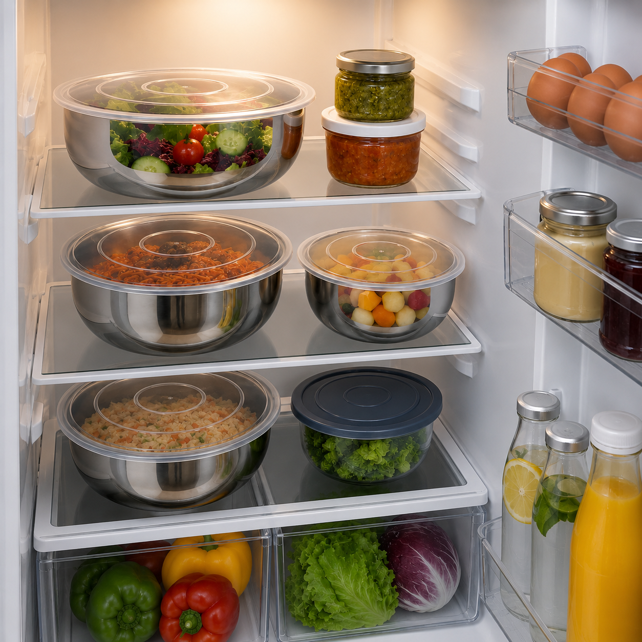 Conservation des restes au frigo avec le STEELBOX™ Saladier 5L