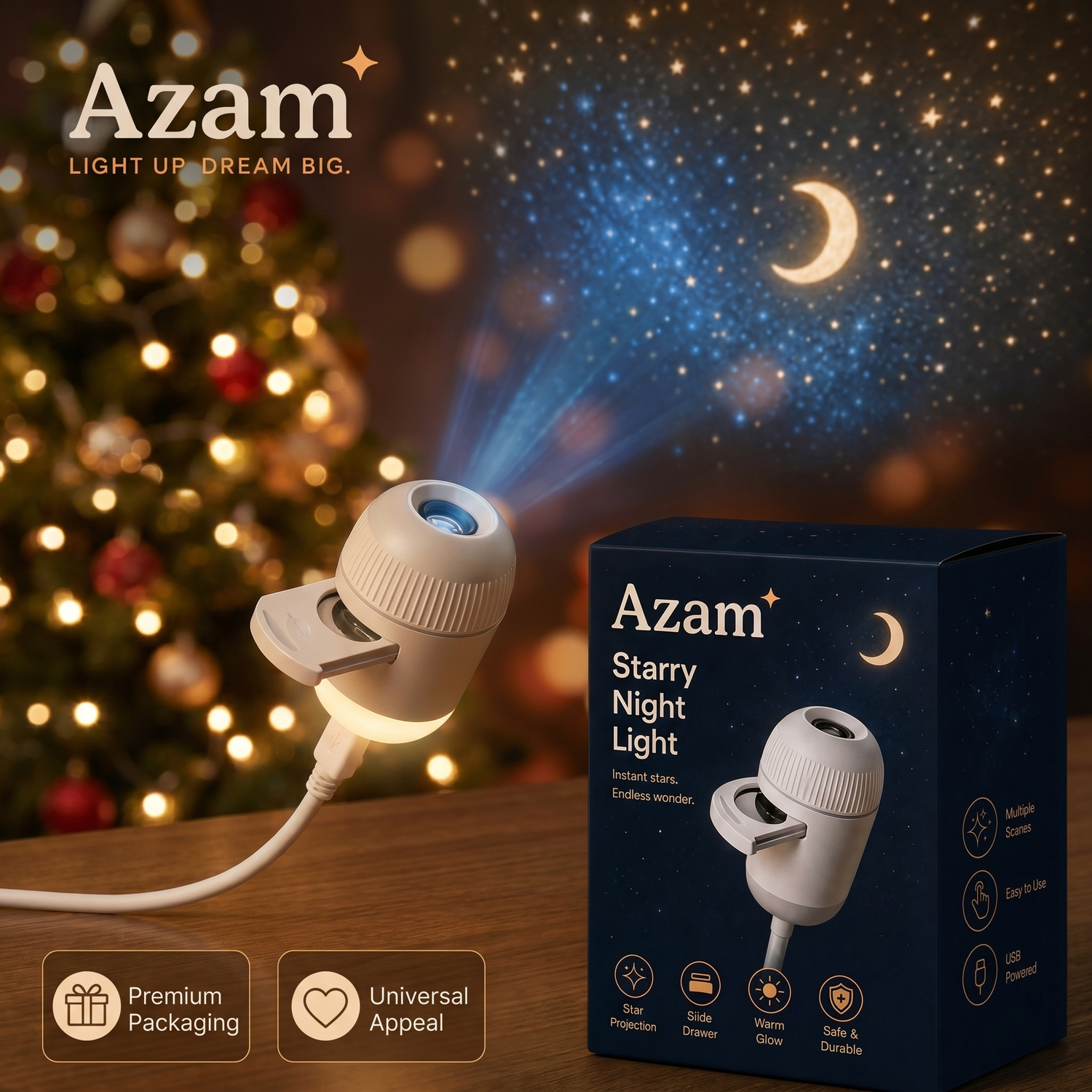 Azam Stargaze 2.0 sur une table de nuit