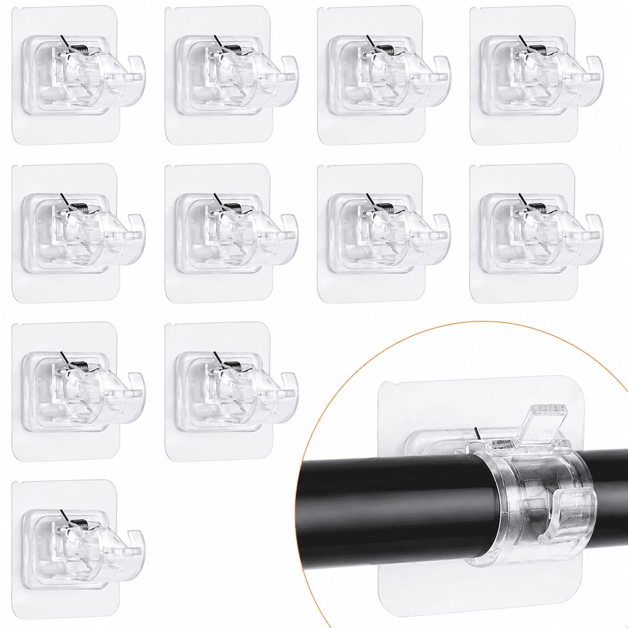 Pack de supports transparents pour tringles de rideaux